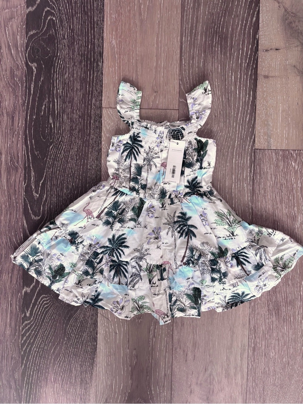 NWT Janie and Jack Tropical Flamingo Palm Dress 18-24M